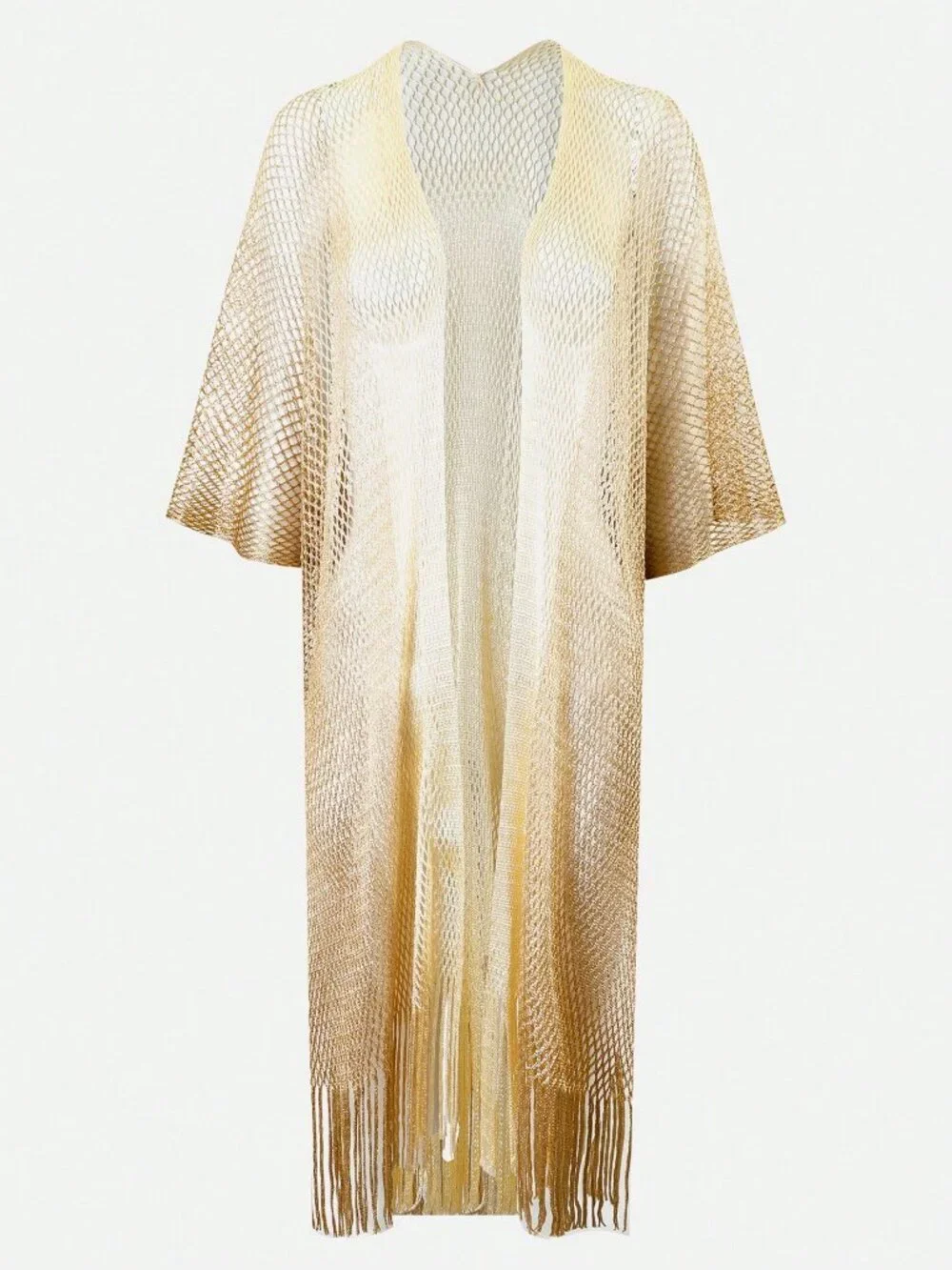Gold Casual Women's Ombre Lace-Up Kimono Cover Up Suit